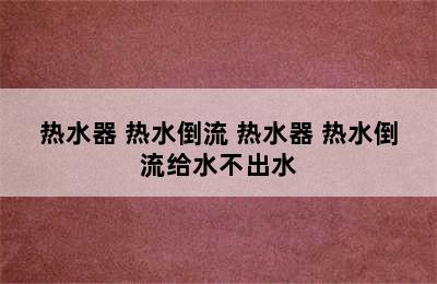 热水器 热水倒流 热水器 热水倒流给水不出水